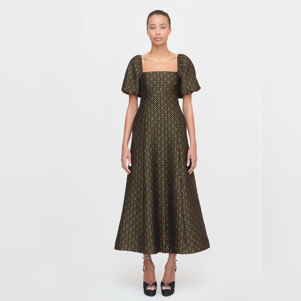 Hill House Matilda Dress | Elegant Black and Gold Women's Dress